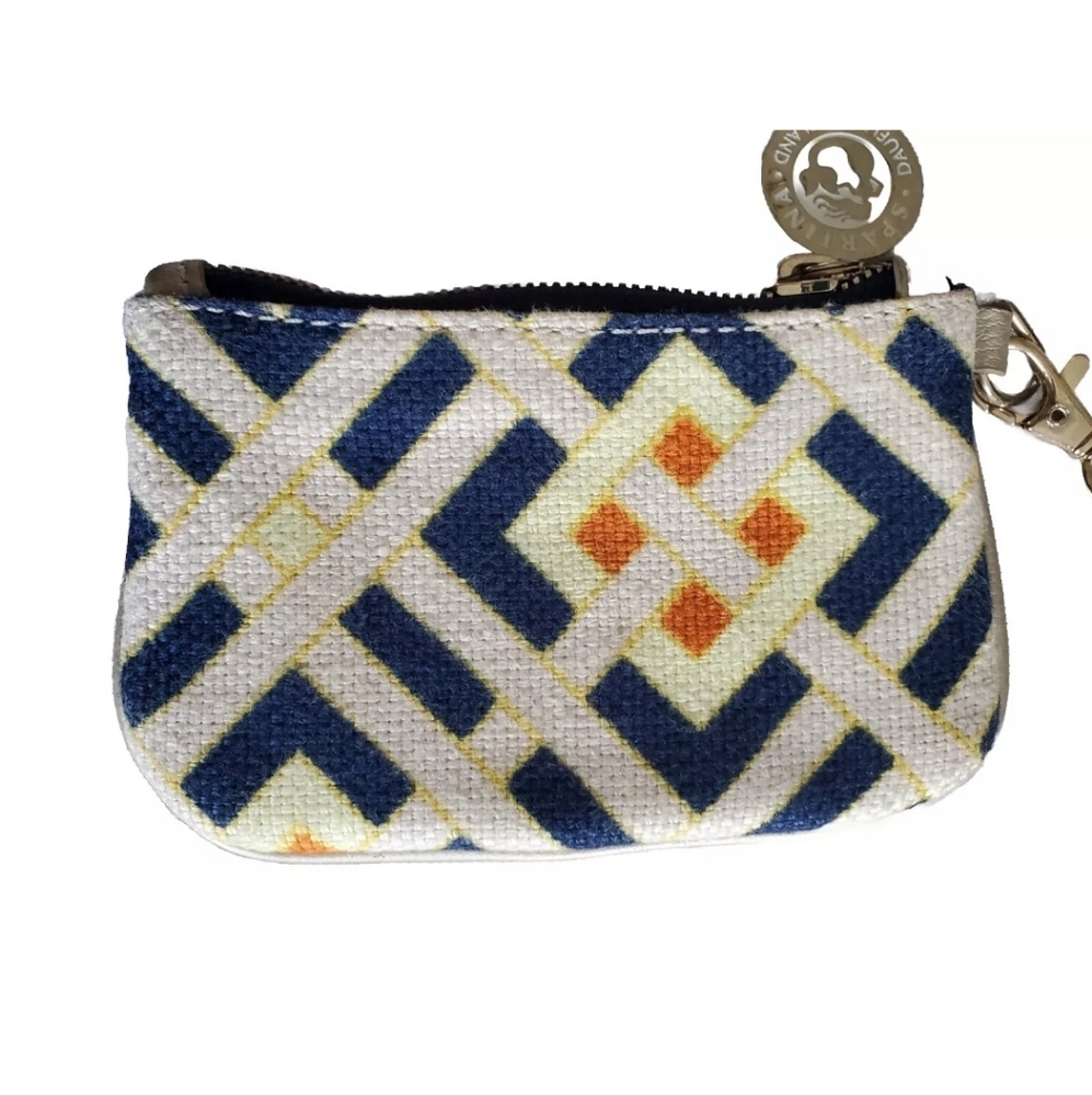 Spartina 449 Coin Purse Women's Sm Batik Metallic Leather Trim Wristlet Wallet - Picture 1 of 10